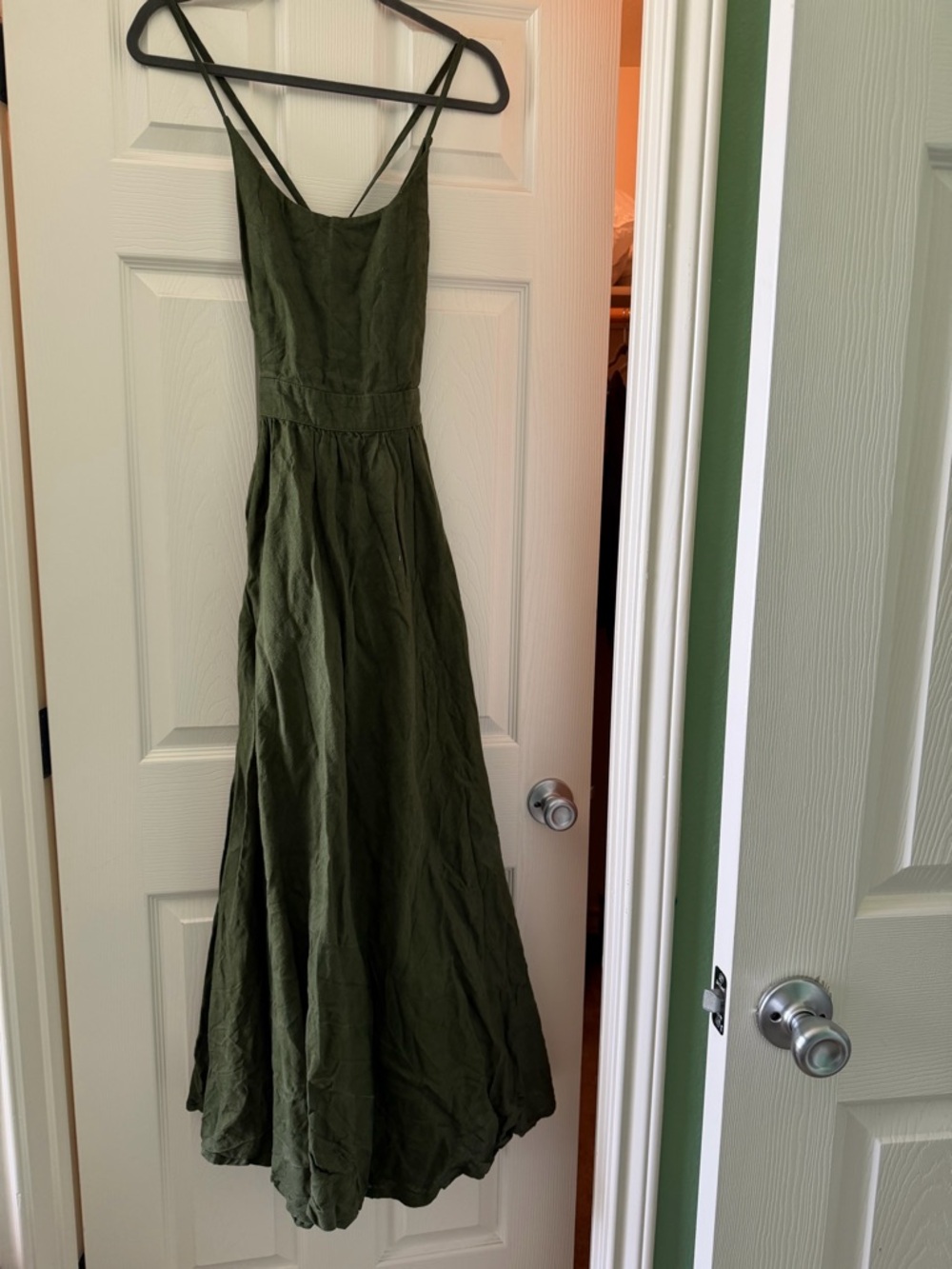 MANTAIKOIAI forest Green Linen dress - Picture 4 of 11